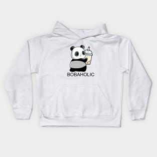 Cute Little Bobaholic Panda Loves Boba! Kids Hoodie